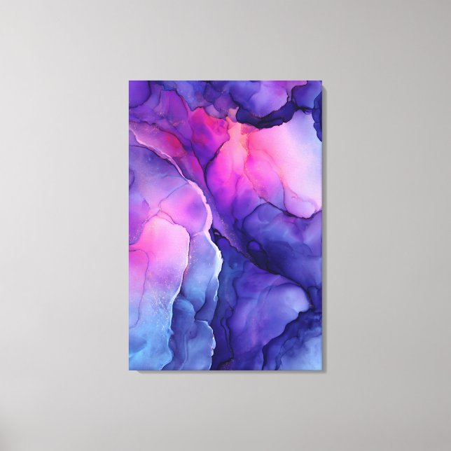 Jewel Tone Fluid Resin Nebula Glow Canvas Print (Front)