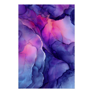 Jewel Tone Fluid Resin Nebula Glow Poster