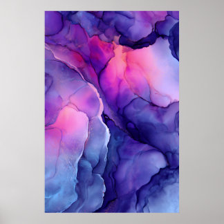 Jewel Tone Fluid Resin Nebula Glow Poster