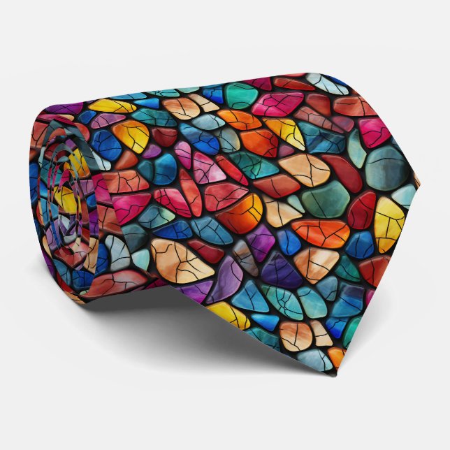 Jewel Tone Gemstone Rock Monogram Tie (Rolled)
