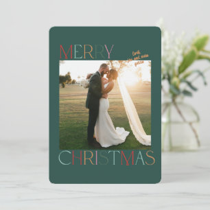 Jewel Tone Married Newlywed Christmas Card