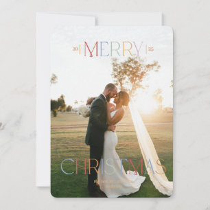 Jewel Tone Married Newlywed Christmas Card