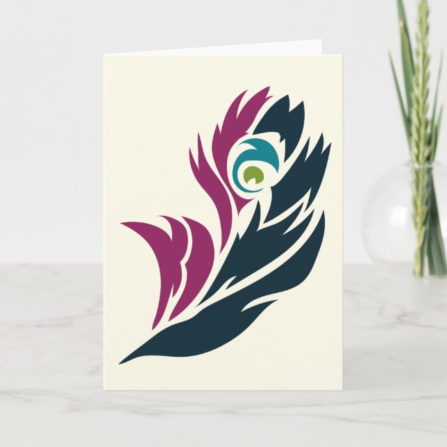 Jewel Tone Peacock Feather Notecard (Front)