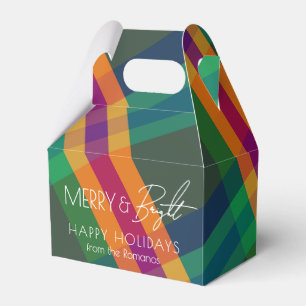 Jewel Tone Plaid Merry & Bright Christmas Favor Box