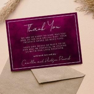 Jewel Tone Romance Garnet Thank You Note Card