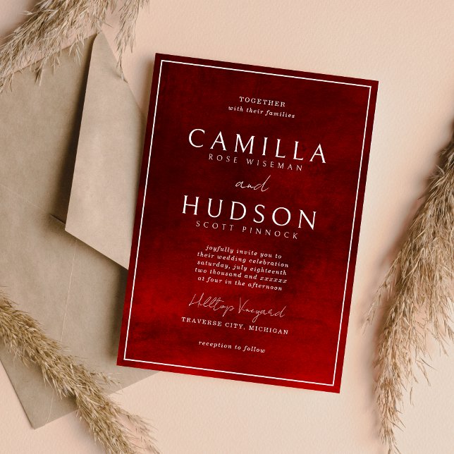 Jewel Tone Romance | Ruby | Minimal Wedding Invitation (Creator Uploaded)