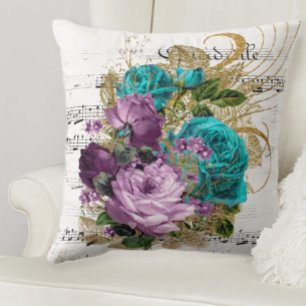Jewel Tone Roses Throw Pillow
