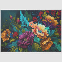 Jewel Tone Stunning Floral Tissue Decoupage Paper