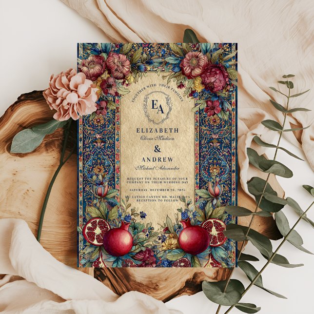 Jewel Tone Vintage Botanical Wedding Invitation (Creator Uploaded)
