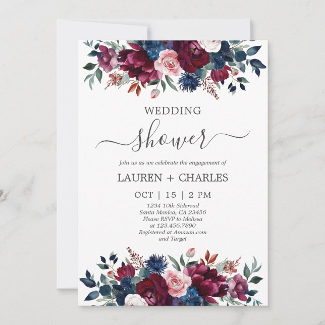 Jewel Tone Wedding Shower Invitation (Front)
