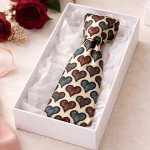 Jewel Toned Hearts Tie