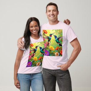 Jewel-Toned Hummingbird Magic Design T-Shirt