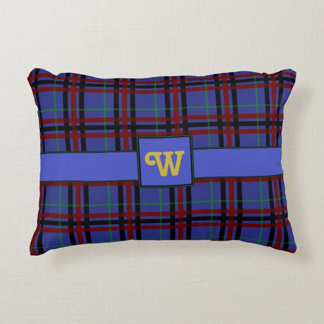 Jewel-Toned Plaid Accent Pillow (Front)