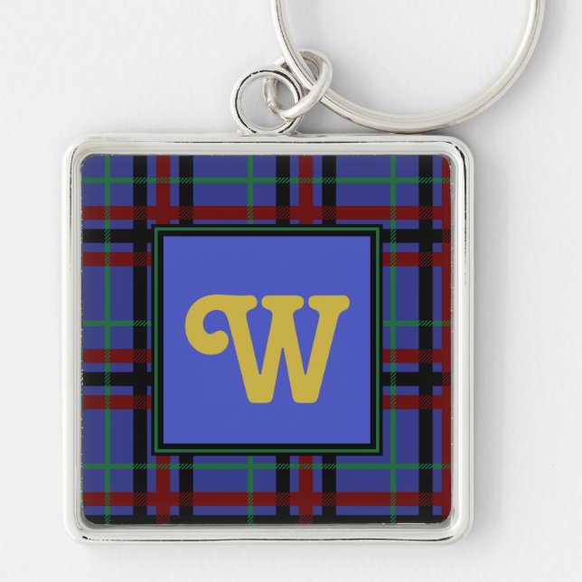 Jewel-Toned Plaid Keychain (Front)