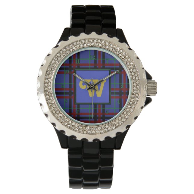 Jewel-Toned Plaid Watch (Front)