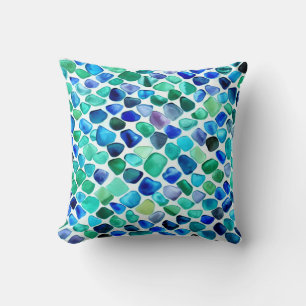 Jewel-Toned Sea Glass Pattern Throw Pillow