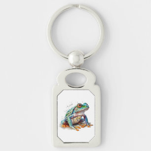 Jewel-Toned Watercolor Frog Keychain
