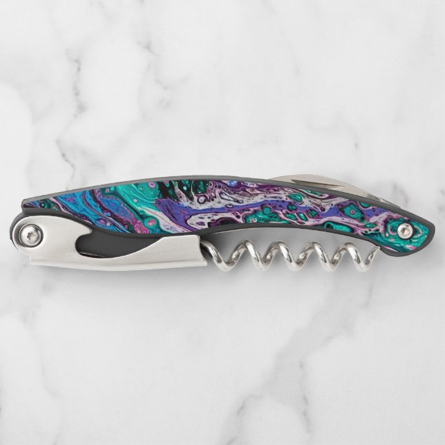 Jewel Tones Aqua Teal, Purple abstract Corkscrew (Front)