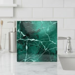 Jewel Tones Marble Abstract Emerald Green ID1288 Tile<br><div class="desc">This striking ceramic tile features an elegant marble design in deep emerald green accented with crisp white veining and subtle gradient shading. The luxurious dark jewel tones and dappled stone texture bring depth and sophistication to any space. Ideal for backsplash installations, bathrooms, or feature walls. Search ID1288 to see additional...</div>