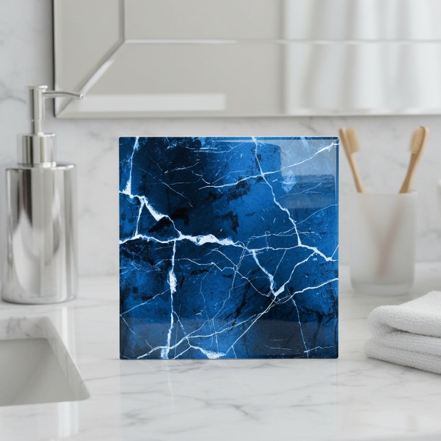 Jewel Tones Marble Abstract Sapphire Blue D1288 Tile (Creator Uploaded)