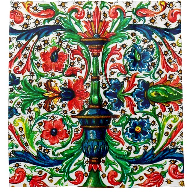 Jewel Tones Medieval Manuscript Flowers Scrolls (Front)