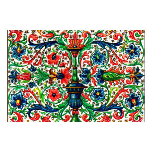Jewel Tones Medieval Manuscript Flowers Scrolls Photo Print