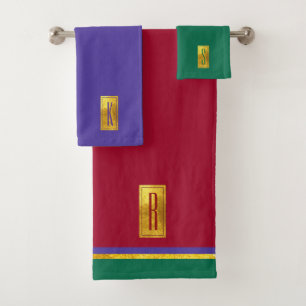 Jewel Tones Monogrammed Bath Towel Set