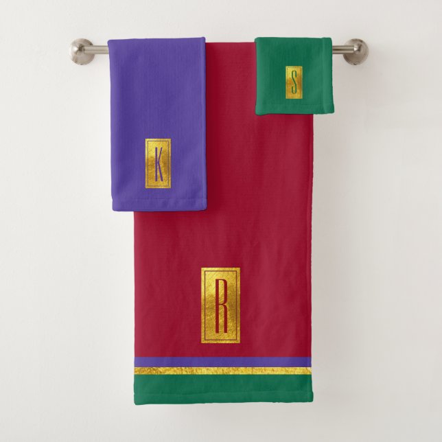 Jewel Tones Monogrammed Bath Towel Set (Insitu)