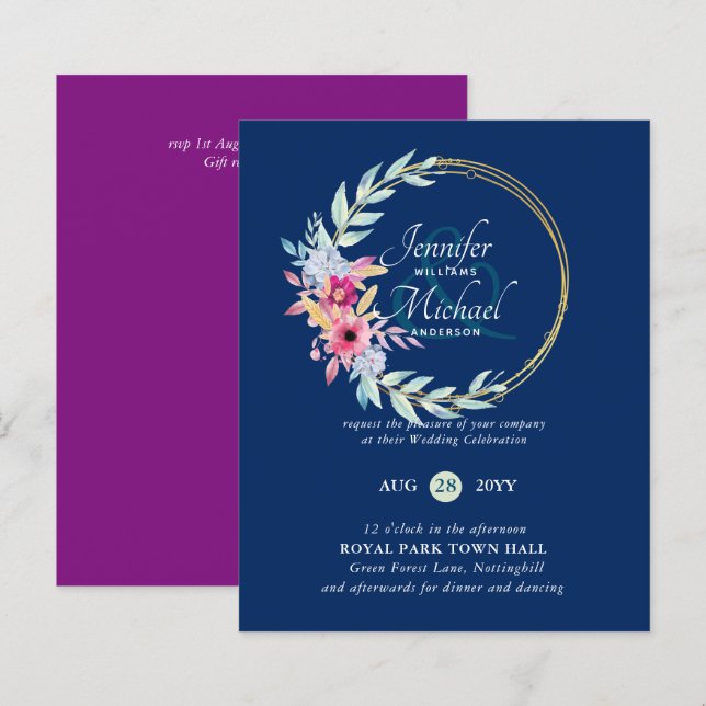 Jewel Tones Themed Wedding Save Dates Budget (Front/Back)