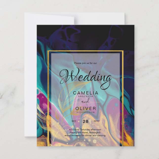 Jewel Tones WEDDING INK Plum Purple Teal Navy Gold (Front)