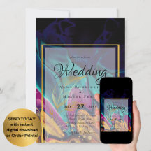 Jewel Tones WEDDING INK Plum Purple Teal Navy Gold