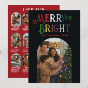 Jewel Tones "Year in Review" Photos Christmas Holiday Card