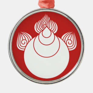 Jewel with flames metal ornament