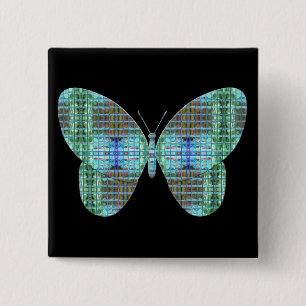 Jewelled Butterfly glass effect 2 Inch Square Button