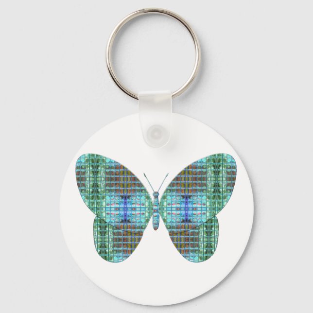Jewelled Butterfly glass effect Keychain (Front)