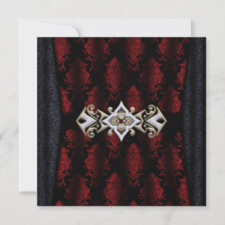 Jewelled Clip Damask Vampire Goth Wedding Invitation