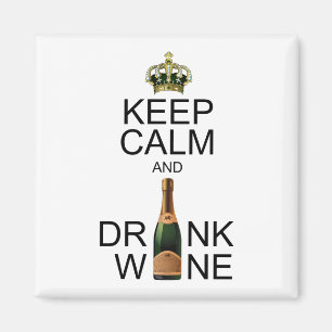 Jewelled Crown Keep Calm and Drink Wine Magnet