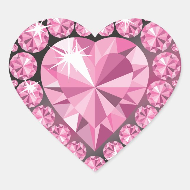 Jewelled Diamond Heart Shaped Sticker (Front)