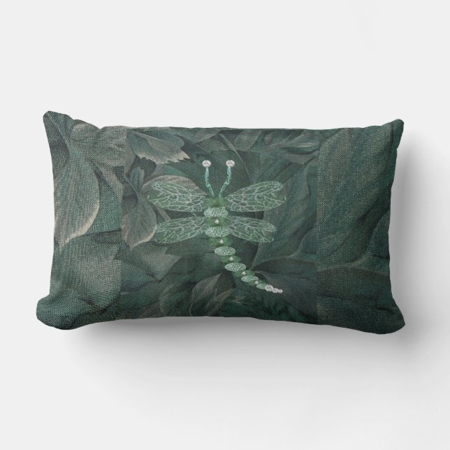 Jewelled Dragaonfly Lumbar Pillow (Front)