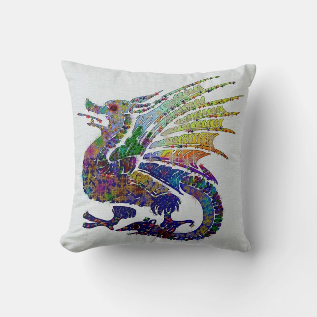 Jewelled Dragon Throw Pillow (Front)