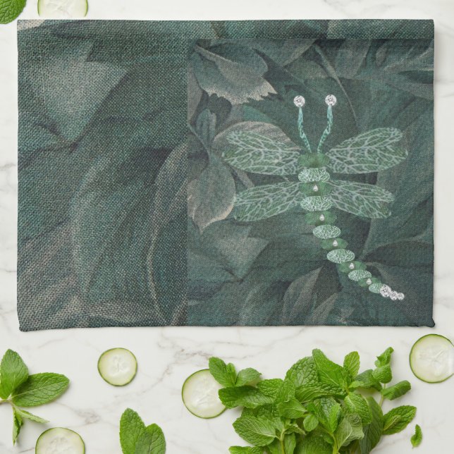 Jewelled Dragonfly Kitchen Towel (Folded)
