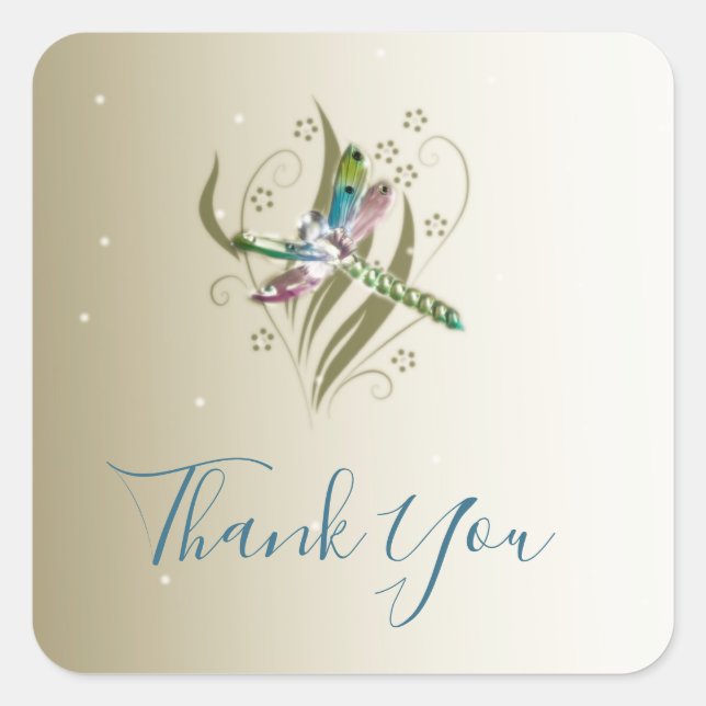 Jewelled Dragonfly Thank You Stickers (Front)