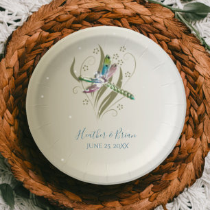 Jewelled Dragonfly Wedding Shower Paper Plate