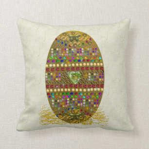 Jewelled Easter Egg Throw Pillow
