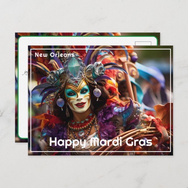 💚💜💛Jewelled Elegance: Mardi Gras Splendour Postcard (Front/Back)