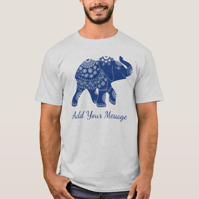 Jewelled Elephant Custom Message Graphic T-Shirt (Front)