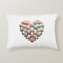 Jewelled Floral Heart Throw Pillow — Romantic Maxi
