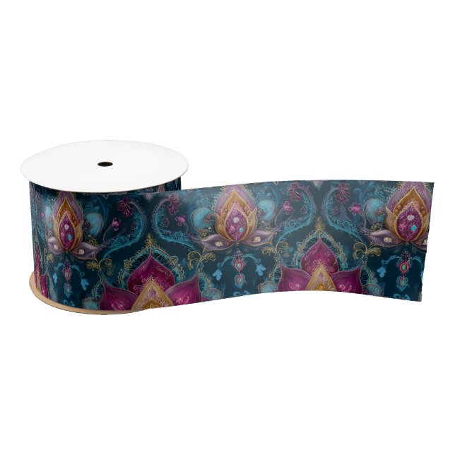 Jewelled Floral  Satin Ribbon (Spool)