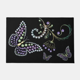 Jewelled Flower Rhinestone Butterfly Rug