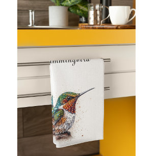 Jewelled Hummingbird Serenade, custom Kitchen Towel